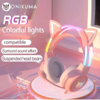 Onikuma X15 Pro RGB Gaming Headset with mic 頭戴式電競耳機 貓耳朵 (可拆卸)