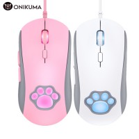Onikuma CW918 Programmable RGB Gaming Mouse Cute Cat's Paw