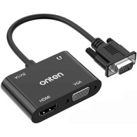 Onten VGA to HDMI+VGA with Audio Adapter and Power Supply Port 5138HV